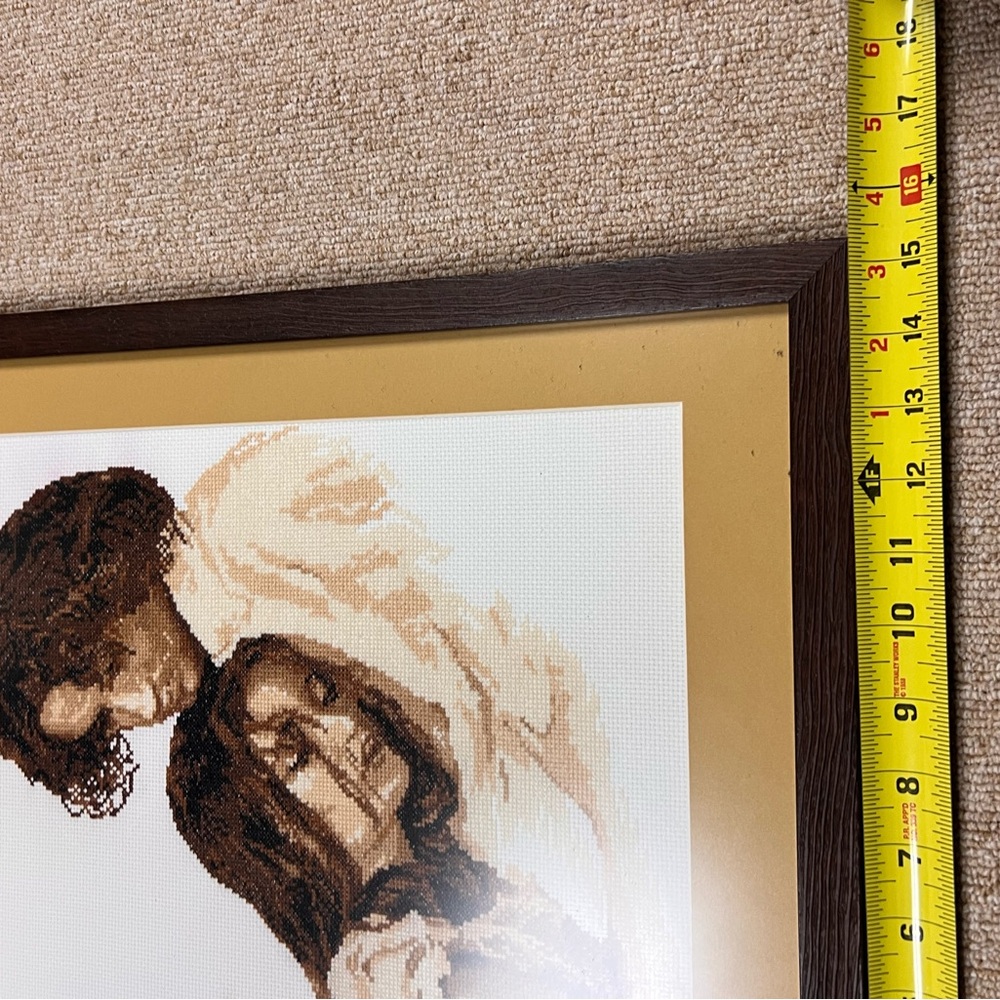 Cross Stitch Finished Couple Lovers Framed Art 18x15.5 Romance Love Needlepoint - Picture 7 of 8